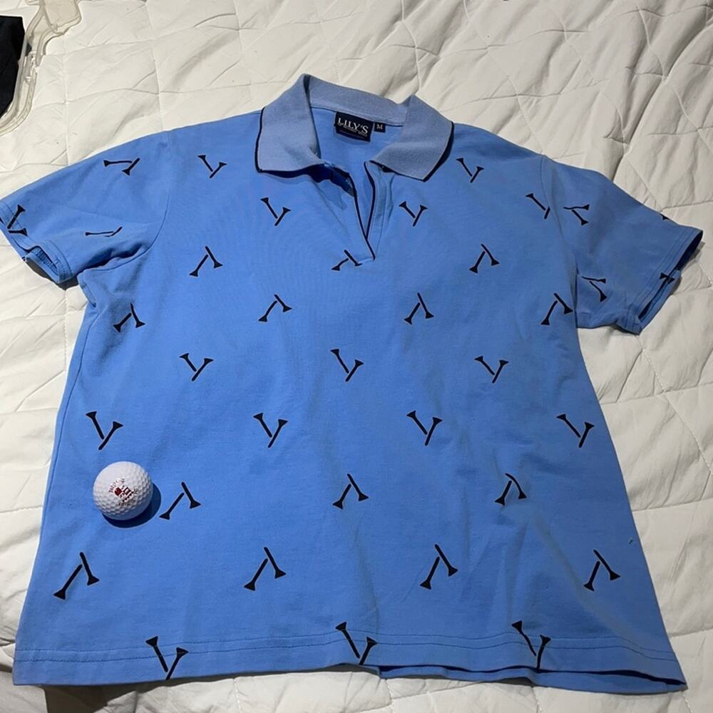 Lily’s blue black golf t shirt M euc